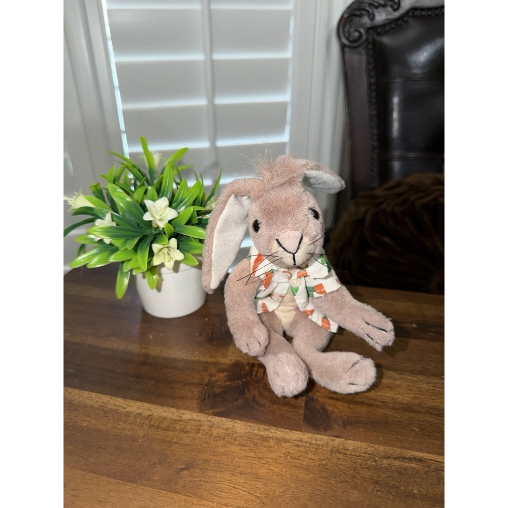 1995 Crocodile Creek Small‎ Gray Rabbit Stuffed Animal Easter Plush